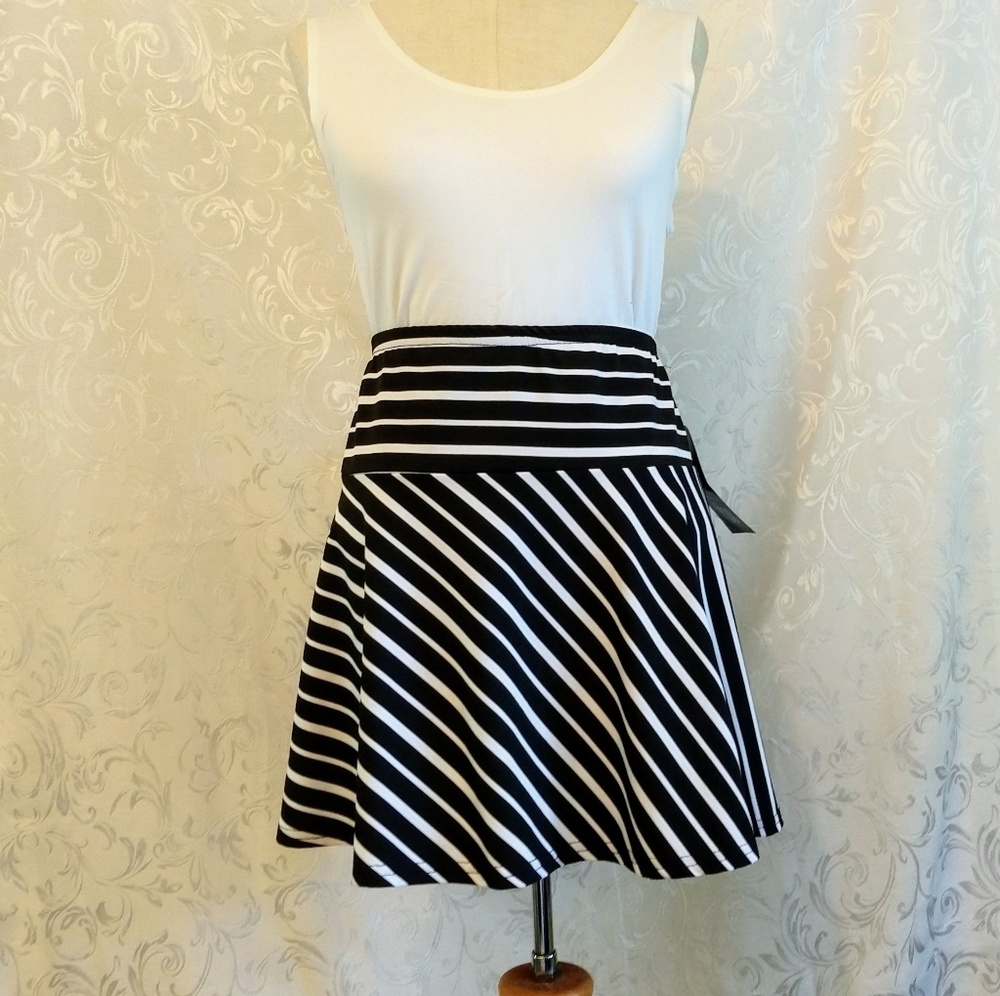 Joey B Black and White Striped Skirt